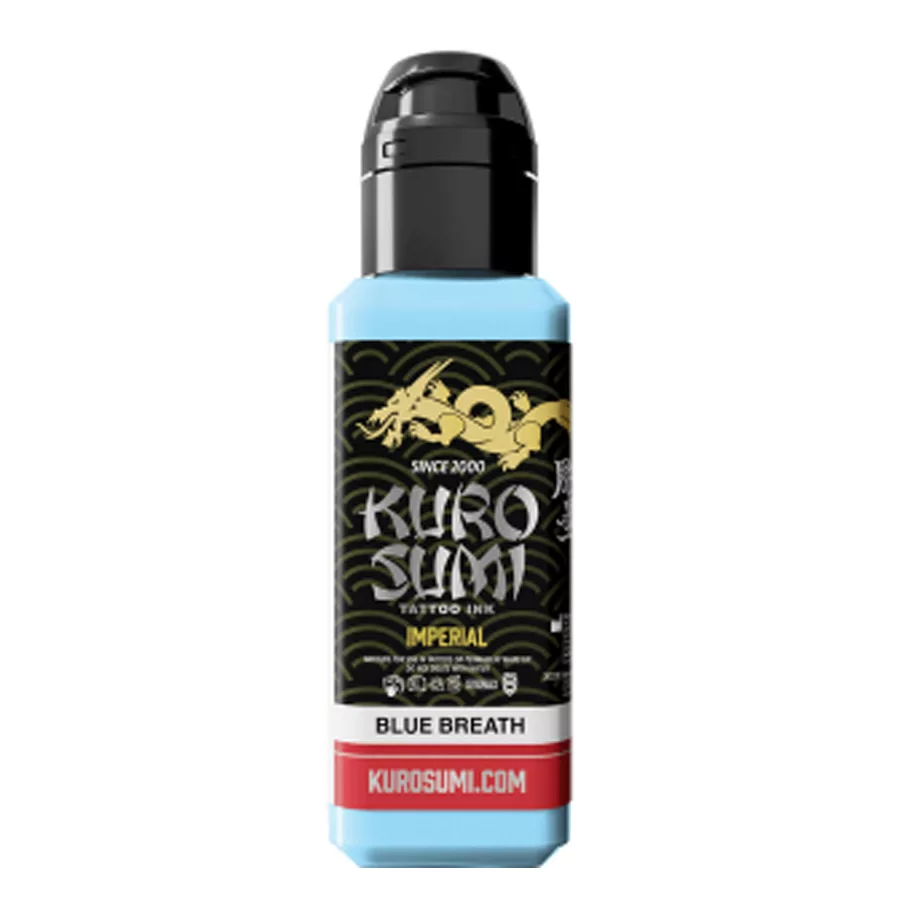 Kuro Sumi Imperial Blue Breath Tattoo Tinte Flasche Kuro Sumi Imperial Blue Breath Tattoo Tinte auf weißem Hintergrund