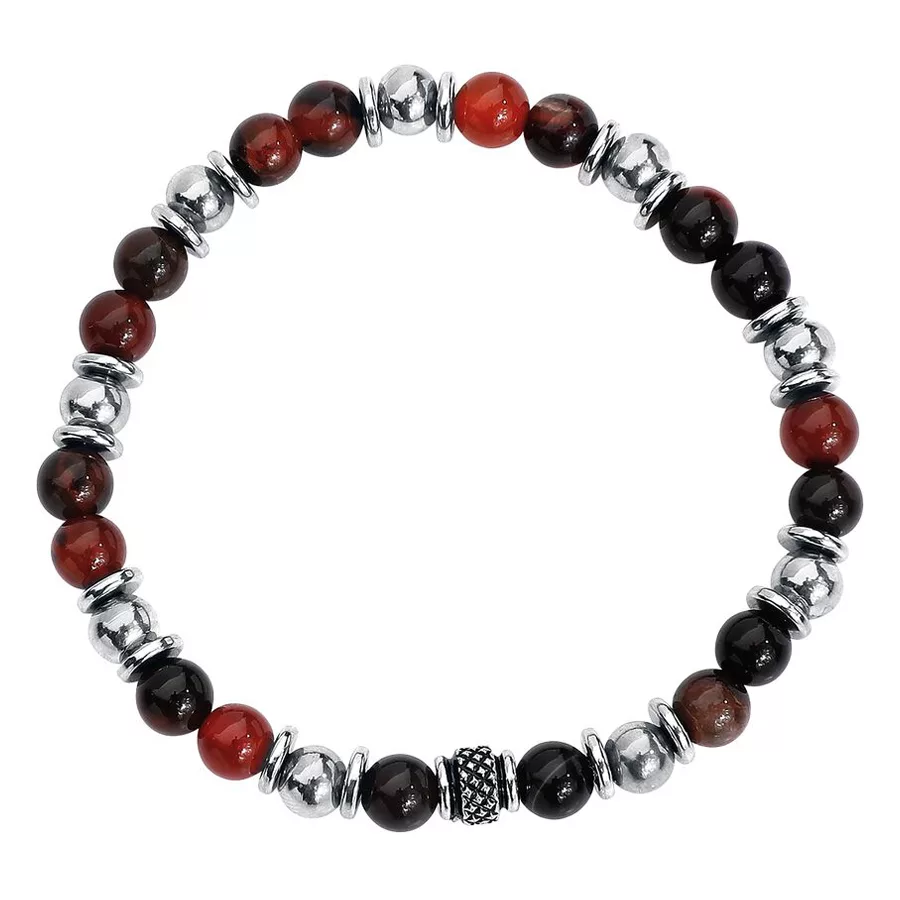 Heartbroken Armband aus Chirurgenstahl Unisex Armband aus Chirurgenstahl mit roten und schwarzen Steinen auf weißem Hintergrund