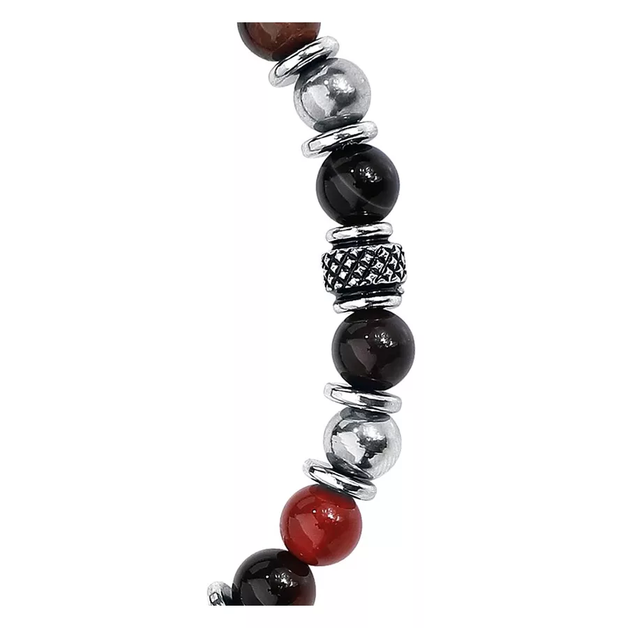 Herzschmerz Armband aus Chirurgenstahl Armband aus Chirurgenstahl mit schwarzen und roten Steinen auf weißem Hintergrund