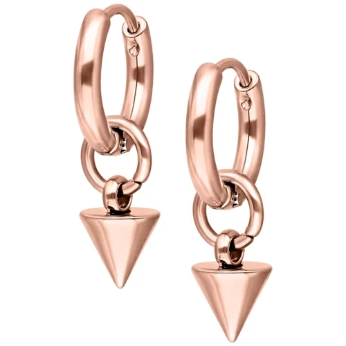 Kleine Roségold-Creolen mit Spikes auf weißem Hintergrund