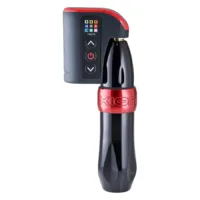 Schwarzes Fk Irons Lightning Bolt Netzteil Schwarzes und rotes Fk Irons Lightning Bolt Netzteil, Aluminiumgehäuse auf weißem Hintergrund