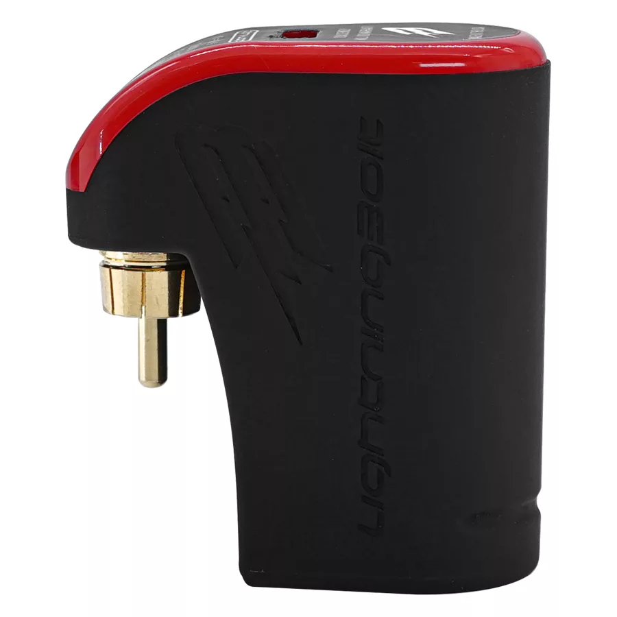 Fk Irons Lightning Bolt Netzteil Schwarz/Rot Schwarz/rotes Fk Irons Lightning Bolt Netzteil aus Aluminium auf weißem Hintergrund