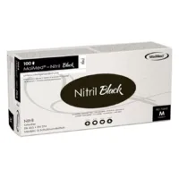 MaiMed Nitril Black Handschuhe in Schwarz Schwarze MaiMed Nitril Black Handschuhverpackung auf weißem Hintergrund