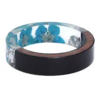 Baby Blue Flower Ring in 17,0 mm Größe Blauer Fingerring mit Blumenmuster, Harzmaterial, 17,0 mm Größe