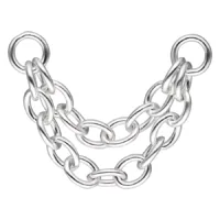 Silberne Piercingkette 15mm Wildcat Silberne doppelte Piercingkette, 15 mm, auf weißem Hintergrund