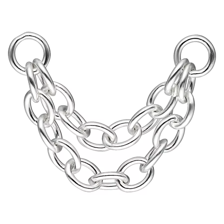 Silberne Piercingkette 15mm Wildcat Silberne doppelte Piercingkette, 15 mm, auf weißem Hintergrund