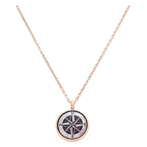Roségoldene Kette mit Kompass-Anhänger auf weißem Hintergrund