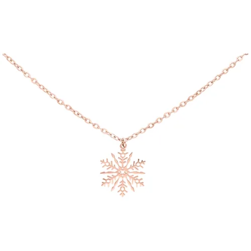 Roségoldene Kette mit Schneeflocken-Anhänger auf weißem Hintergrund