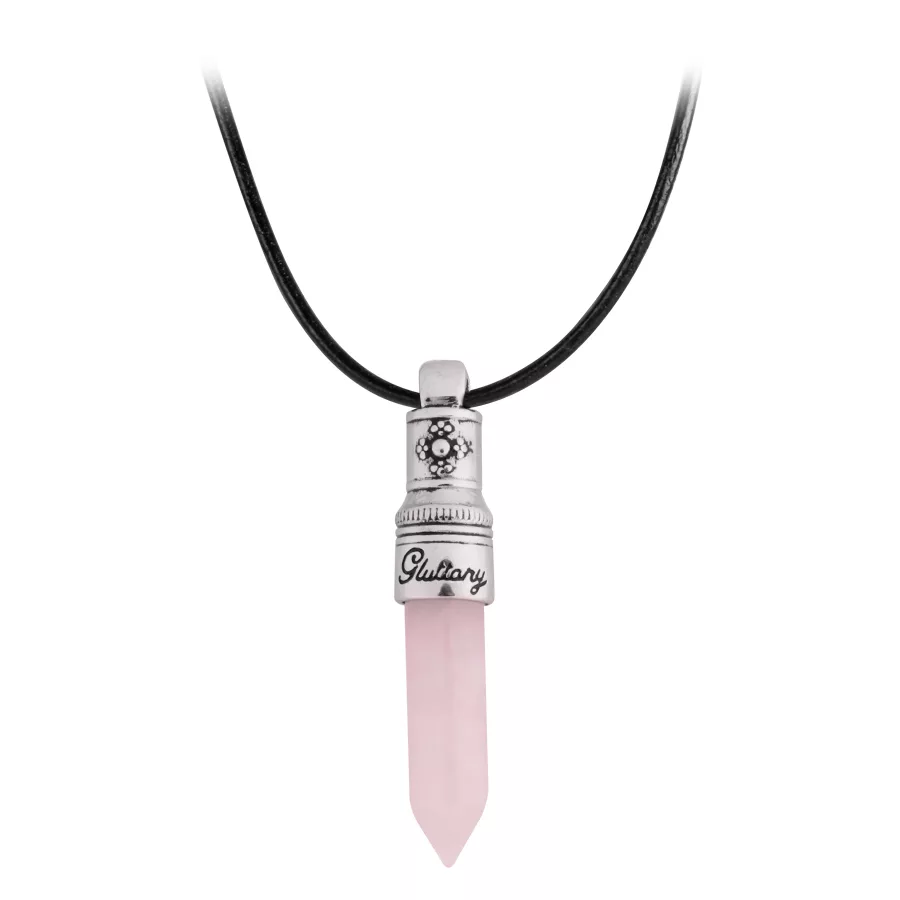 Wildcat Gluttony Kette in Rosa und Silber Rosa Gluttony Kette mit silbernem Anhänger und schwarzem Lederband