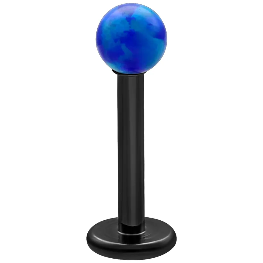 Dunkelblaues synthetisches Opal Labret mit schwarzem Stab