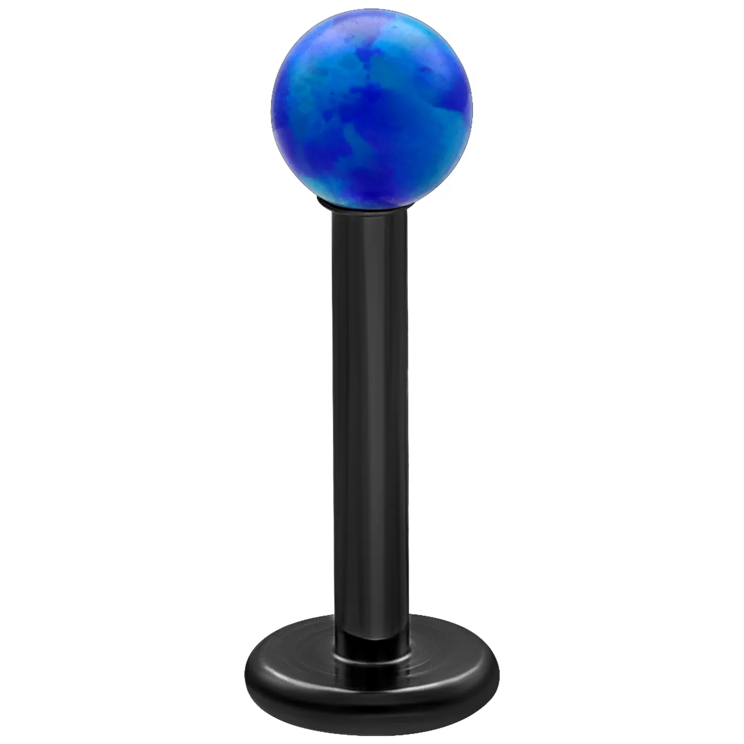 Dunkelblaues Opal Labret 5,0 mm Dunkelblaues synthetisches Opal Labret mit schwarzem Stab