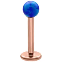 Dunkelblauer Opal Labret 5mm Roségold Dunkelblauer Opal Kugel Labret auf roségoldenem Titanstab, Studiohintergrund