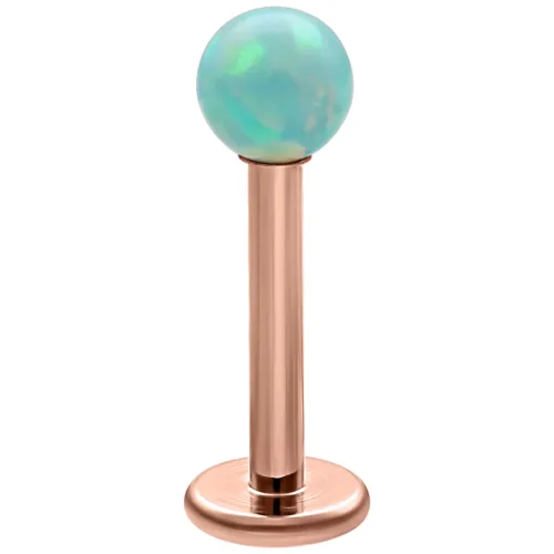 Mintgrüner synthetischer Opal auf roségoldenem Labret mit Außengewinde