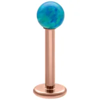 Navy Blau Opal Labret Piercing 5 mm Navy Blau Opal Kugel Labret mit roségoldenem Titan Steckteil
