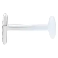 Silbernes Rhombus Labret mit Push Fit, 11 mm Länge, auf weißem Hintergrund