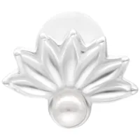 Silbernes Pearl Peacock Labret 5,0 mm Silbernes Labret mit Pfauenmuster und Perlenaufsatz auf weißem Hintergrund