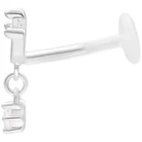 Silbernes Lotus Push Fit Labret 5 mm Silbernes Labret mit Push Fit, 5 mm lang, auf weißem Hintergrund