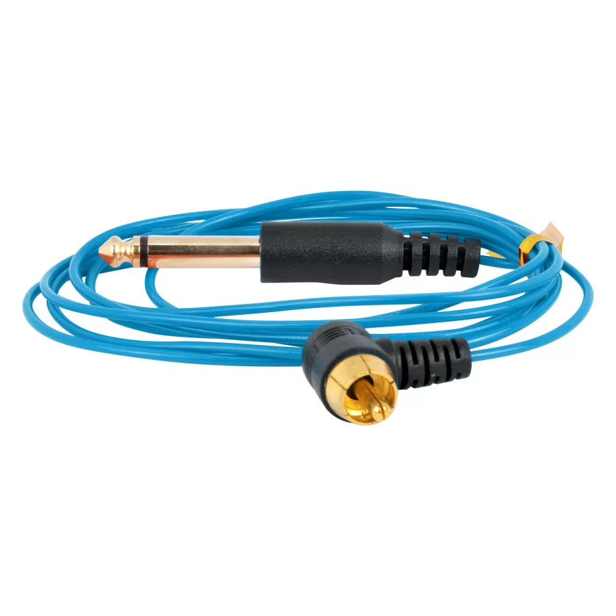 Ultra Dünnes RCA Clipcord Blau Silikon Blaues RCA Clipcord mit Silikonkabel auf weißem Hintergrund