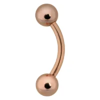 Bauchnabelpiercing in Roségold mit zwei Kugeln auf weißem Hintergrund