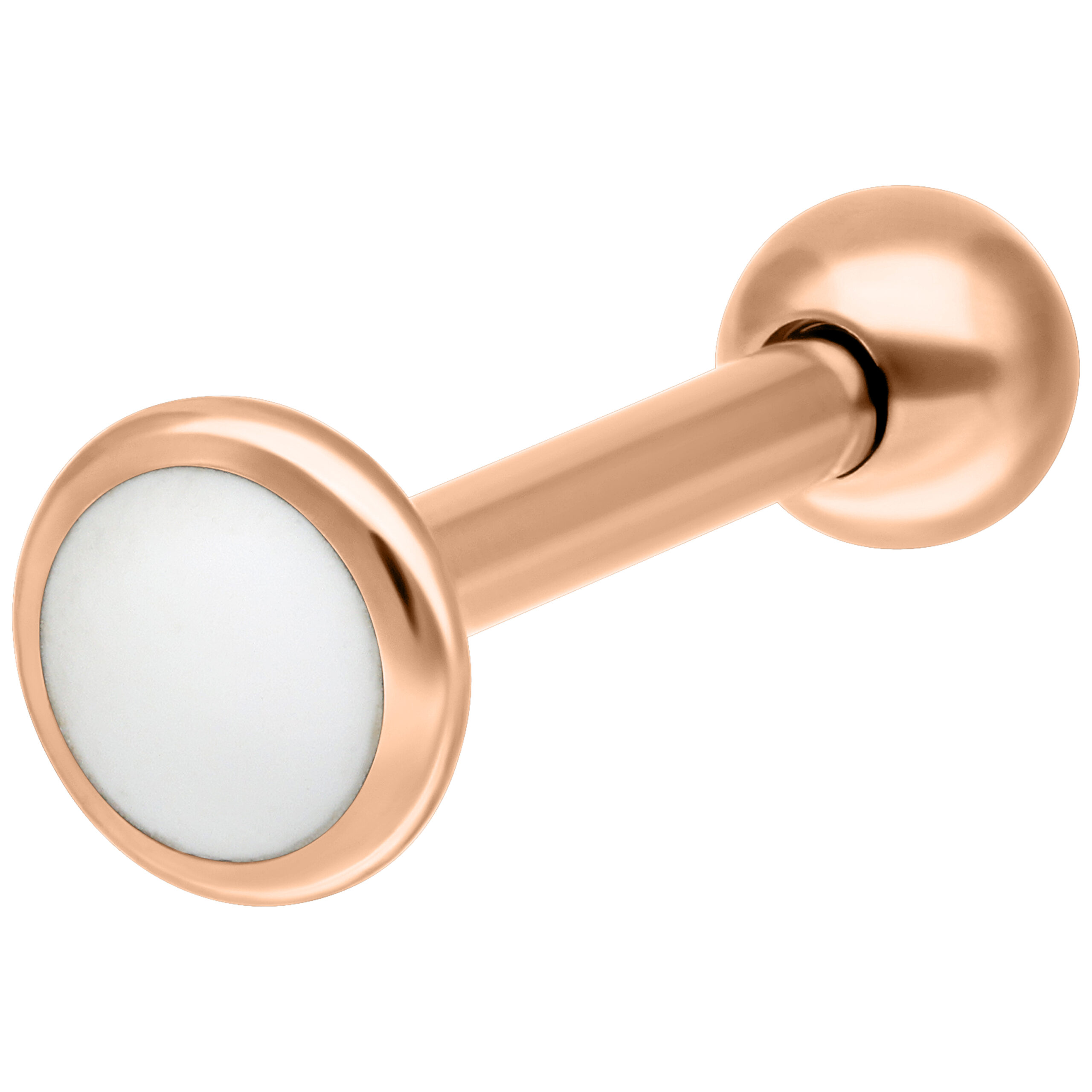 Titan Roségold Labret 7 mm Außengewinde Roségoldenes Labret aus Titan mit Außengewinde auf weißem Hintergrund