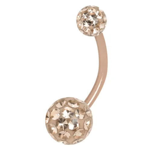 Sealed Multi Jewelled Bananabell in Apricot mit 8,0 mm Länge auf weißem Hintergrund