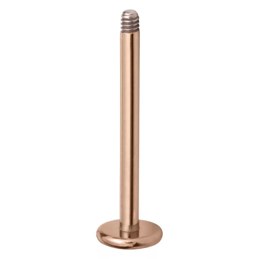 Roségoldenes Titan Micro Labret Piercing Roségoldenes Titan-Labret mit Außengewinde auf weißem Hintergrund