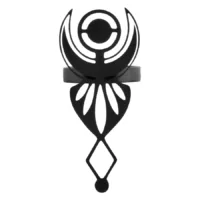 Schwarzer Sacred Wicca Ring aus Chirurgenstahl Schwarzer Fingerring mit Wicca-Symbol, aus Chirurgenstahl, auf weißem Hintergrund