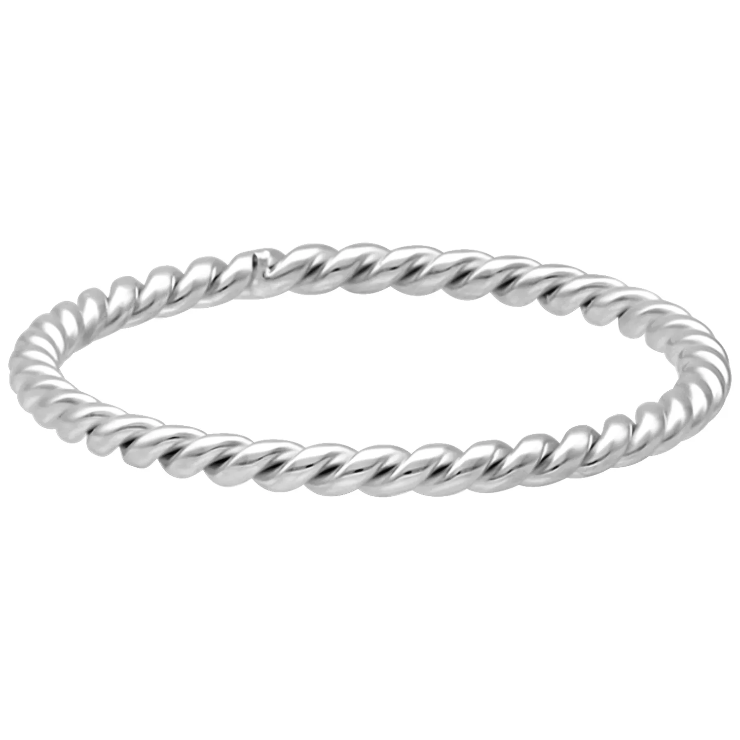 Schlichter gedrehter Ring aus Chirurgenstahl Silberner gedrehter Ring aus Chirurgenstahl auf weißem Hintergrund