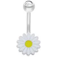 Daisy Micro Bananabell Silber mit Kristall Silbernes Micro Bananabell mit Gänseblümchen-Anhänger und klarem Kristall