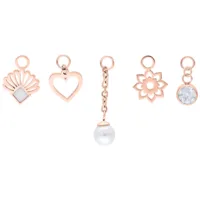 Roségoldene Bauchnabel Piercings mit Herz, Blume und Perle