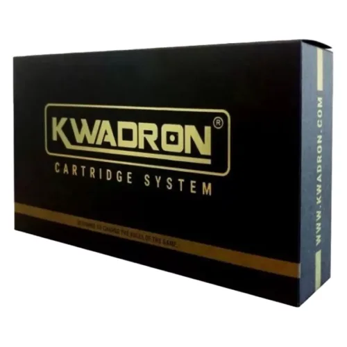 Schwarze Verpackung der Kwadron Round Liner Cartridges auf weißem Hintergrund