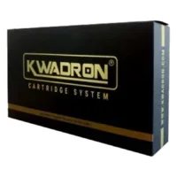 Schwarze Kwadron Verpackung mit goldener Aufschrift auf weißem Hintergrund