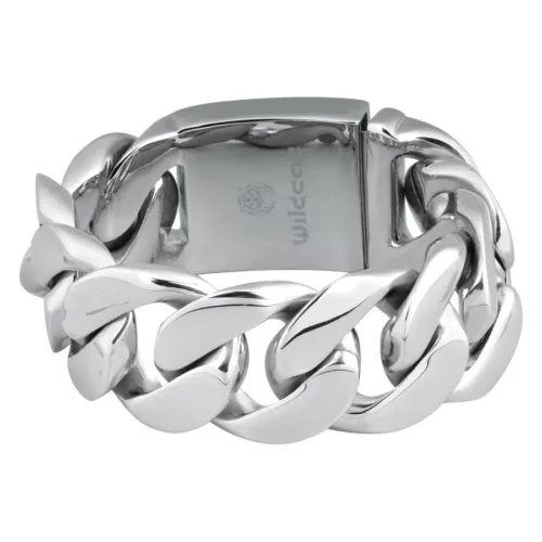 Silbernes geflochtenes Armband aus Chirurgenstahl, 190 mm lang