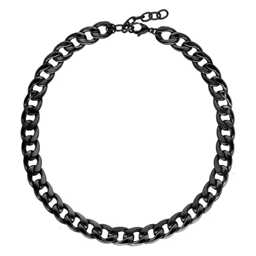 Schwarze Chunky Kette aus Chirurgenstahl 316L auf weißem Hintergrund
