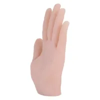 Beige Silikon Übungshand für Tätowierer Beige Silikonhand für Tattoo-Übungen, stehend aufrecht auf weißem Hintergrund