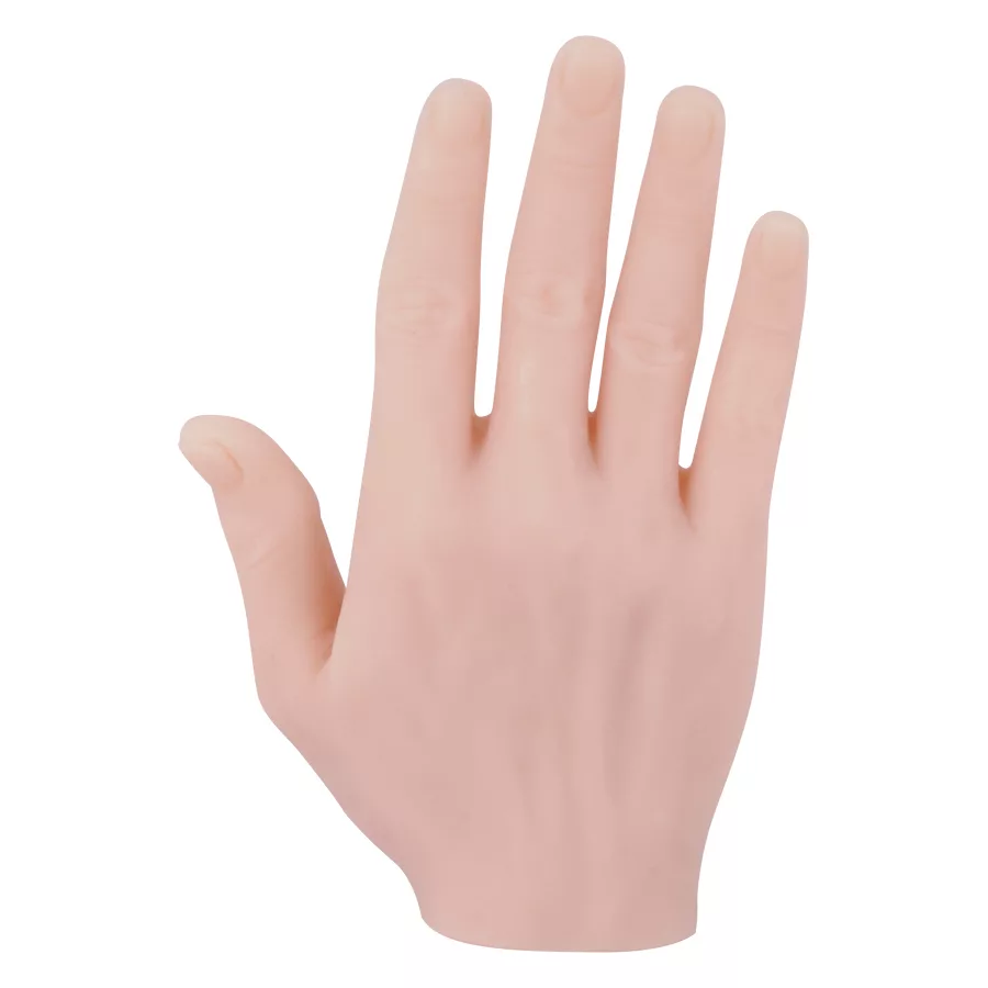 Tattoo Übungshand Rechts aus Silikon Beige Silikonhand für Tattoo-Übungen auf weißem Hintergrund