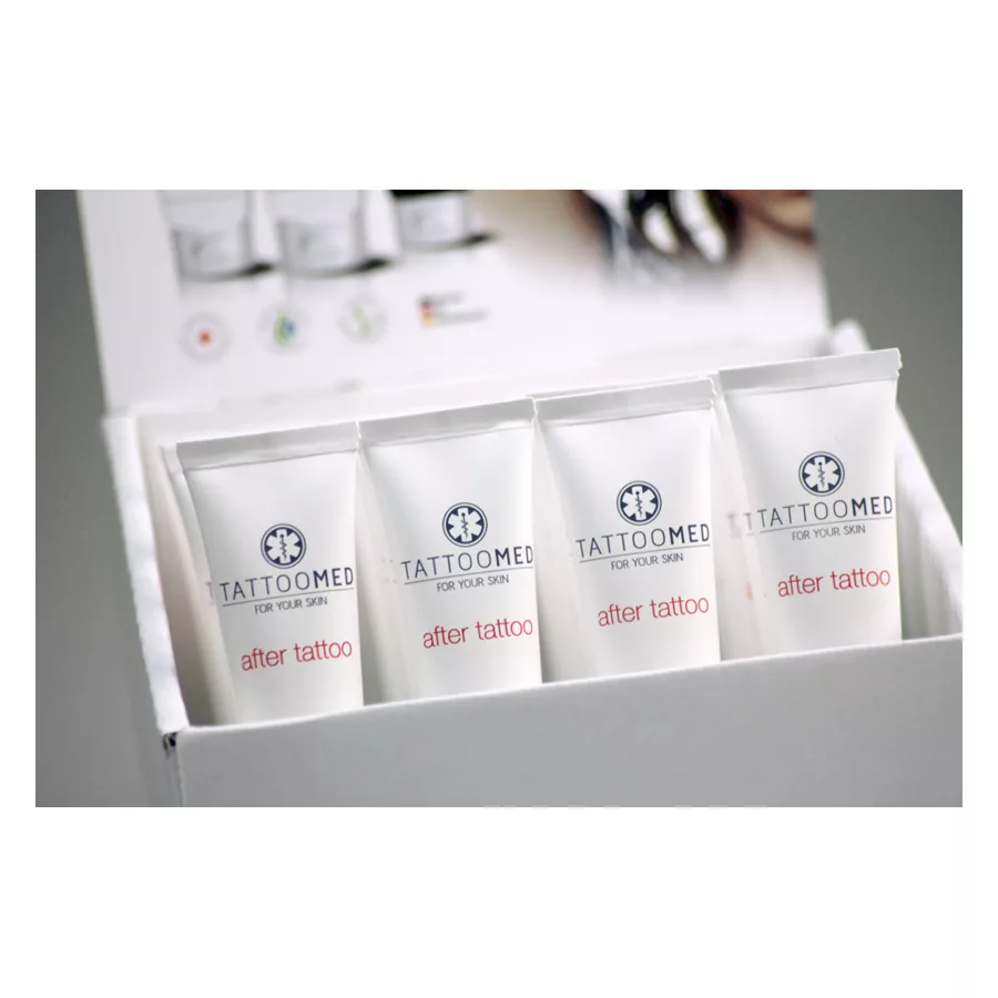 TattooMed® after tattoo Pflege Set Vier TattooMed® after tattoo 25 ml Tuben in weißer Box
