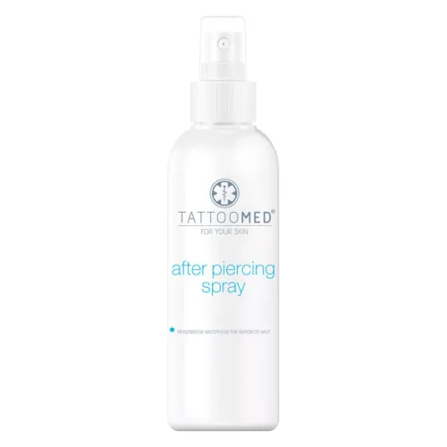 Weißes TattooMed® After Piercing Spray 75ml auf weißem Hintergrund
