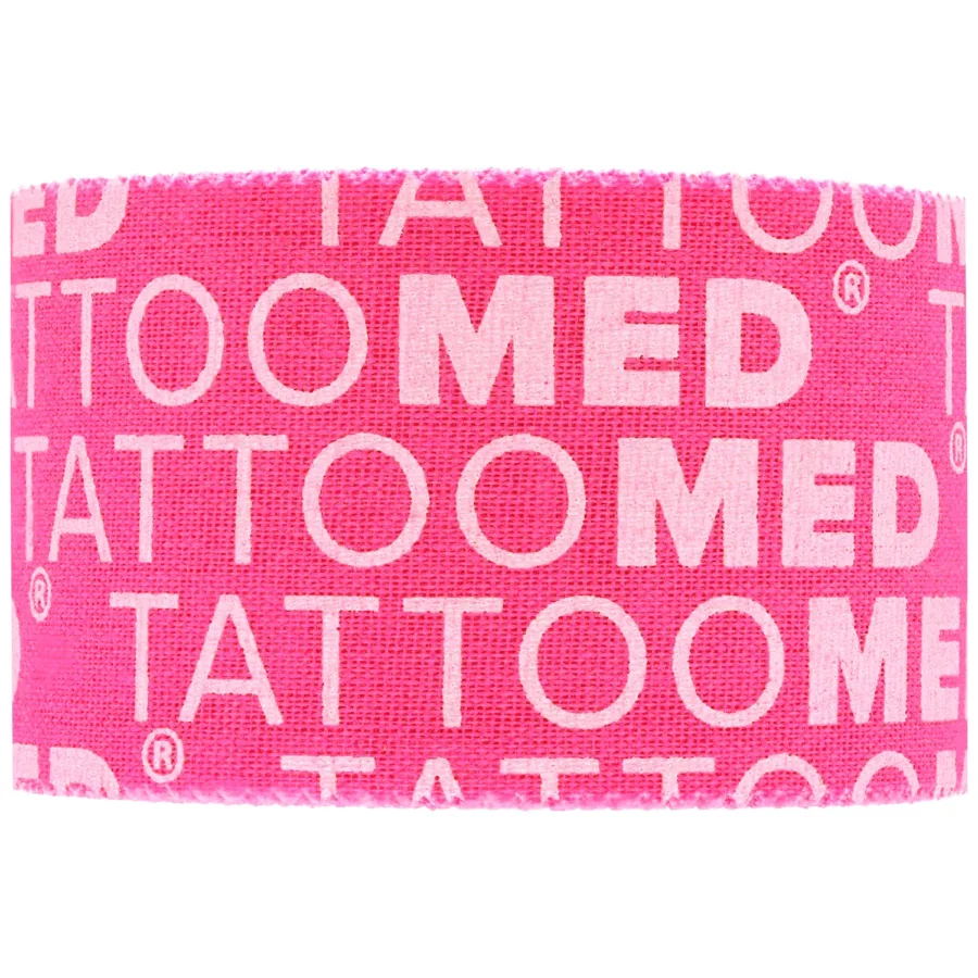 Pinkes Tattoomed Studio Pro Tape mit weißem Schriftzug auf neutralem Hintergrund