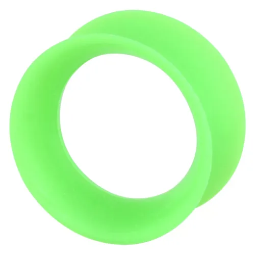 Grüner Kaos UV Skin Eyelet Tunnel aus Silikon in 16mm Größe auf weißem Hintergrund