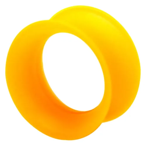 Orange Silikon-Tunnel für Ohrpiercings, Größe 19mm, auf weißem Hintergrund
