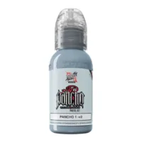 Graue Tattoofarbe in 30ml Flasche vor weißem Hintergrund