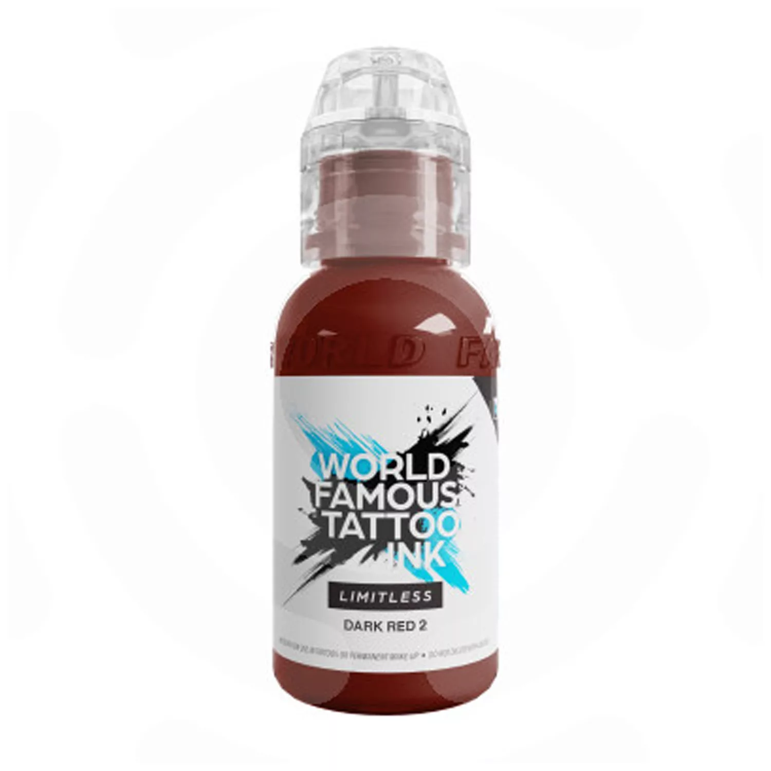 World Famous Ink - Limitless Dark Red 2, 30ml Flasche World Famous Ink Limitless Dark Red 2, 30ml, vor weißem Hintergrund