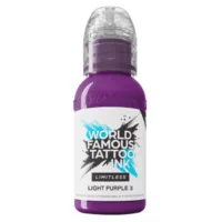 Flasche World Famous Ink Limitless in Lila auf weißem Hintergrund