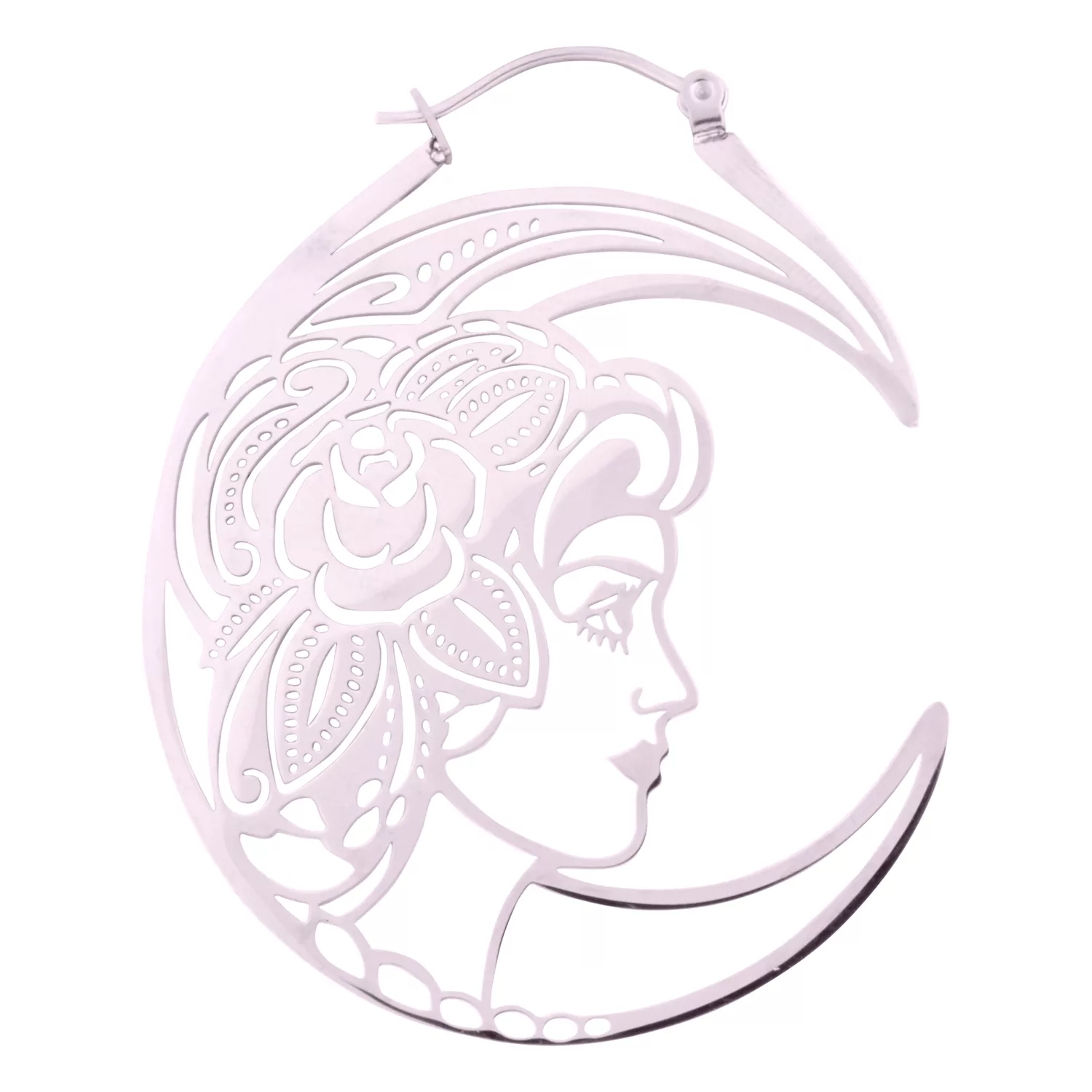 Elegante Skull Couple Hoops in Schwarz Schwarzer Edelstahl-Ohrring mit Schädelmotiv auf weißem Hintergrund