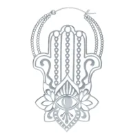 Silberne Khamsa Hoops mit filigranem Hamsa-Design und Klappverschluss