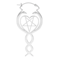 Silberne Nagini Hoops mit Pentagramm-Design Silberne Ohrringe mit Schlangenmotiv und Pentagramm auf weißem Hintergrund