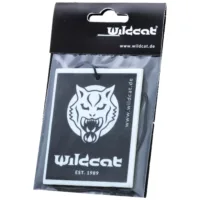 Wildcat Auto Lufterfrischer im klassischen Design Schwarzer Wildcat Lufterfrischer mit Wolf-Logo, verpackt in Klarsichtfolie
