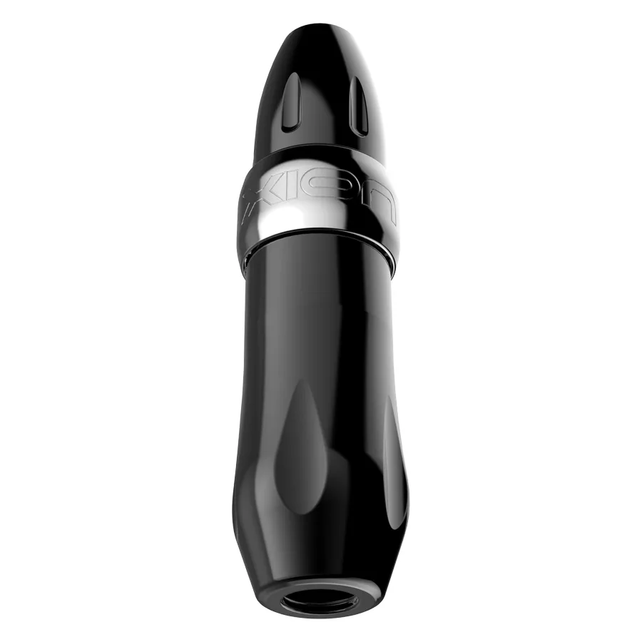 Xion Pen Gunmetal in Silber von Wildcat Silberner Xion Pen Tattoomaschine auf weißem Hintergrund