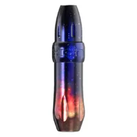 Xion Pen Nebula in Rot und Dunkelblau Tattoomaschine in Rot, Orange, Schwarz und Dunkelblau auf weißem Hintergrund